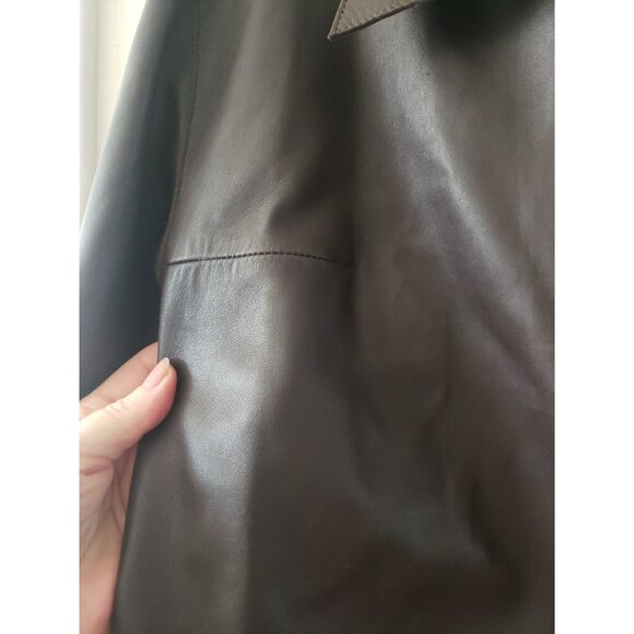 Sharon Roth Leather Jacket Womens Brown Hand Tailored Sz 12 Snap - Picture 3 of 12